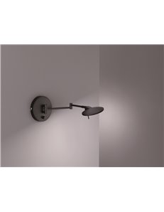 Kazan applique led doppio braccio snodabile nero opaco con dimmer integrato p.40cm Moderno LED 2