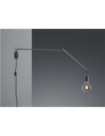 Line applique decorativa con portalampada nera orientabile e snodabile lunghezza massima 150cm Moderno LED