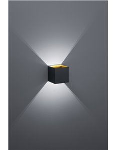 Louis applique led cubo bi-direzionale colore nero inteerno oro h.10cm  Moderno LED