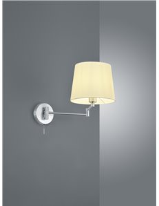 Lyon applique doppio snodo acciaio satinato con paralume bianco l. 68,5cm, d.25,5cm Moderno E27 2