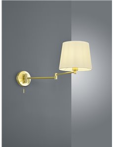 Lyon applique doppio snodo ottone satinato con paralume bianco l. 68,5cm, d.25,5cm Moderno E27 2