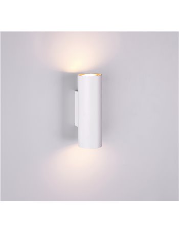 Marley applique cilindro metallo bianco bi-emissione h. 18cm  Moderno GU10