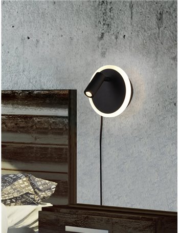 Jordan applique led nera doppia illuminazione con accensione separata d. 1cm Moderno LED