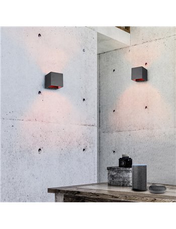 Figo applique led cubo nero bi-emissione con tecnologia multifunzione " wiz " l. 10cm   Moderno LED