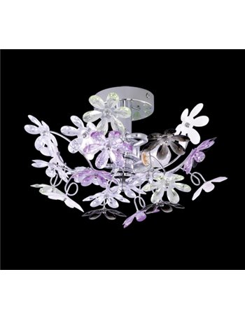 Flower appl. Fiori acrilico trasparente colorato cm38 Stile giovane E14