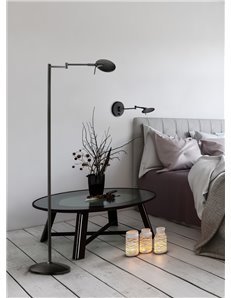 Kazan applique led doppio braccio snodabile nero opaco con dimmer integrato p.40cm Moderno LED