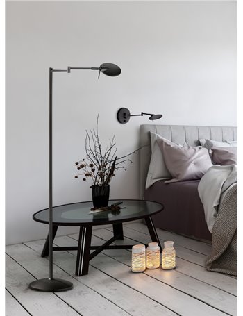 Kazan applique led doppio braccio snodabile nero opaco con dimmer integrato p.40cm Moderno LED