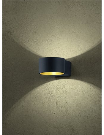 Lacapo applique led nera interno oro d. 10 p. 15 led osram Moderno LED