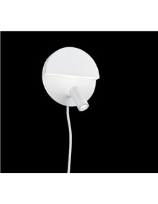 Mario applique tonda led doppia emissione con faretto orientabile bianco opaco con interruttore e doppia accensione d. 16cm Mode 2