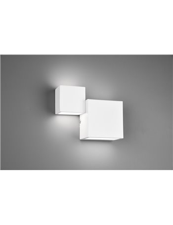 Miguel applique metallo bianco opaco doppio cubo a bi-emissione di luce l. 20,5cm x h. 16,5cm Moderno LED