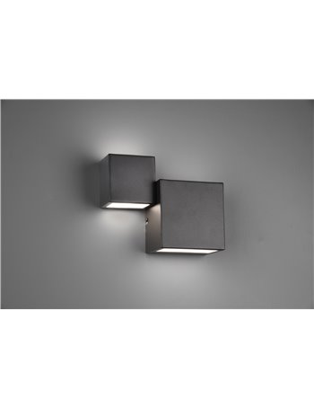 Miguel applique metallo nero opaco doppio cubo a bi-emissione di luce l. 20,5cm x h. 16,5cm Moderno LED
