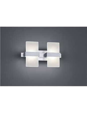 Platon applique led alluminio con 2 diffusori metacrilato l.30xh.18 cm con interr. Moderno LED