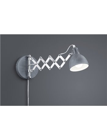 Scissor applique forbice metallo cromato diffusore metallo effetto cemento l. Max 53cm Moderno E14