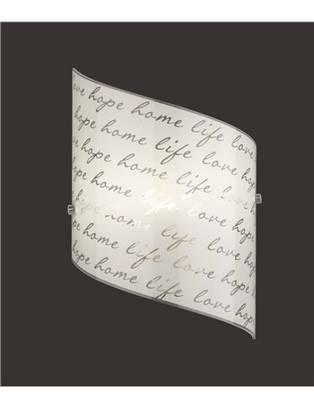 Signa applique rettangolare vetro decoro firma l.22 cm x h.30cm Moderno E27