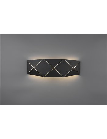 Zandor applique led grande metallo nero con tagli laser l. 40cm Moderno LED