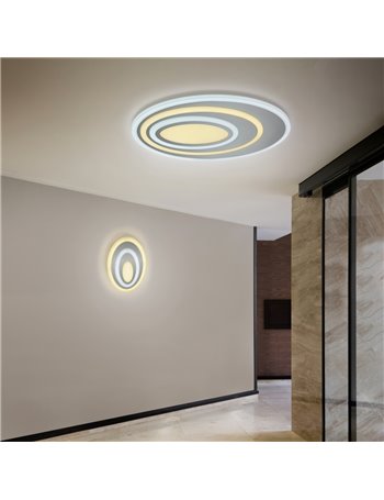 Subara applique led ellittica 3d con diffusore luce calda e luce fredda con regolazione 3 intensita' con normale interruttore a 