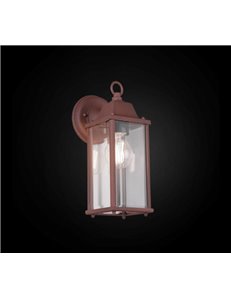 Olona applique da esterno down fusione di alluminio verniciata effetto ruggine con diffusore vetro trasparente ip44 h.30cm Vinta 2