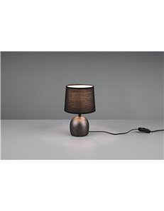 Malu lampada da tavolo in ceramica con paralume acciaio antico h. 26cm Moderno E14