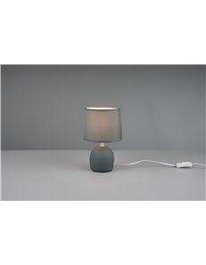 Malu lampada da tavolo in ceramica con paralume verde petrolio h. 26cm Moderno E14