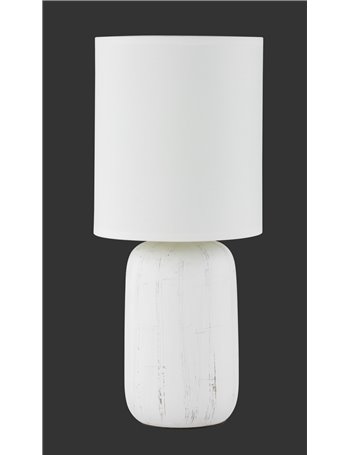 Clay lampada da tavolo con base ceramica effetto legno e paralume bianco h. 35cm d. 15cm Moderno E14