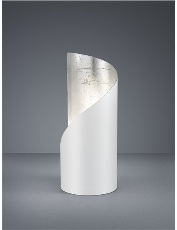 Frank lampada da tavolo cilindro bianco interno argento h.24 d.10  Moderno E14