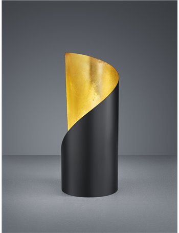 Frank lampada da tavolo cilindro nero interno oro h.24 d.10  Moderno E14
