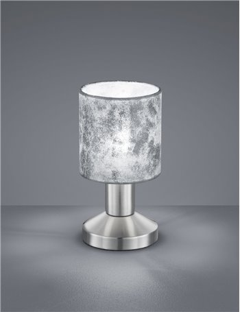 Garda lampada tavolo diffusore in tessuto argento h. 18cm d. 9,5cm Moderno E14