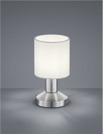 Garda lampada tavolo diffusore in tessuto bianco h. 18cm d. 9,5cm Moderno E14