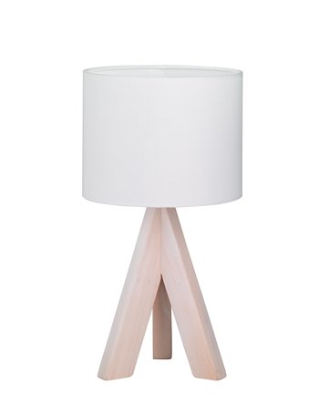 Ging lampada da tavolo base 3 piede legno naturale con paralume bianco h.31xd.17 cm Moderno E14