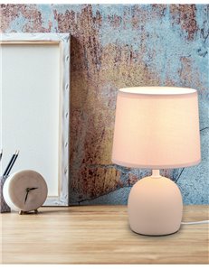 Malu lampada da tavolo in ceramica con paralume beige h. 26cm Moderno E14
