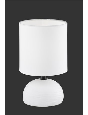Luci lampada da tavolo base ceramica mezza sfera bianca paralume bianco h. 23cm d. 14cm Moderno E14