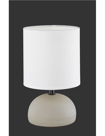 Luci lampada da tavolo base ceramica mezza sfera cappuccino paralume bianco h. 23cm d. 14cm Moderno E14