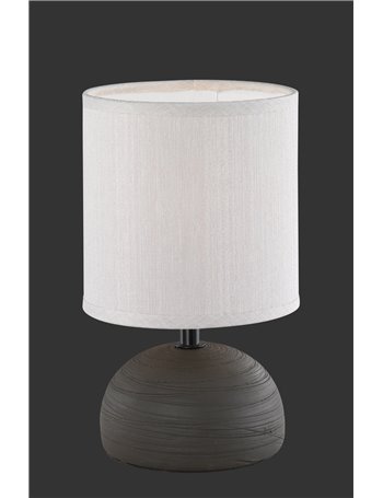 Luci lampada da tavolo base ceramica mezza sfera marrone paralume sabbia h. 23cm d. 14cm Moderno E14