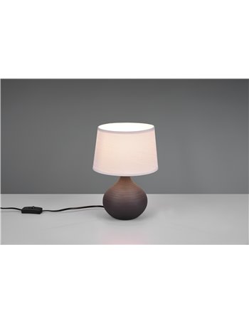 Martin lampada da tavolo base ceramica pera marrone paralume sabbia h. 29cm d. 20cm Moderno E14