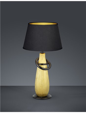 Thebes lampada tavolo base ceramica oro paralume  bicolore nero interno oro h. 37 Moderno E14