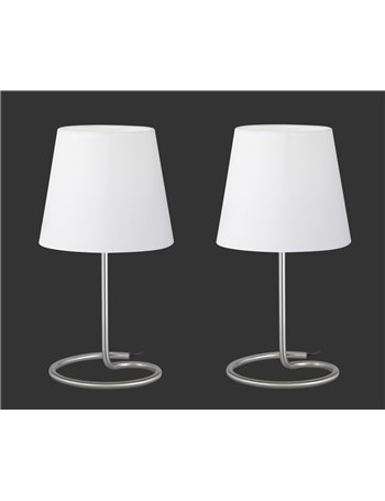 Twin set 2 lampade da tavolo base metallo con paralume bianco h.33 cm Moderno E14