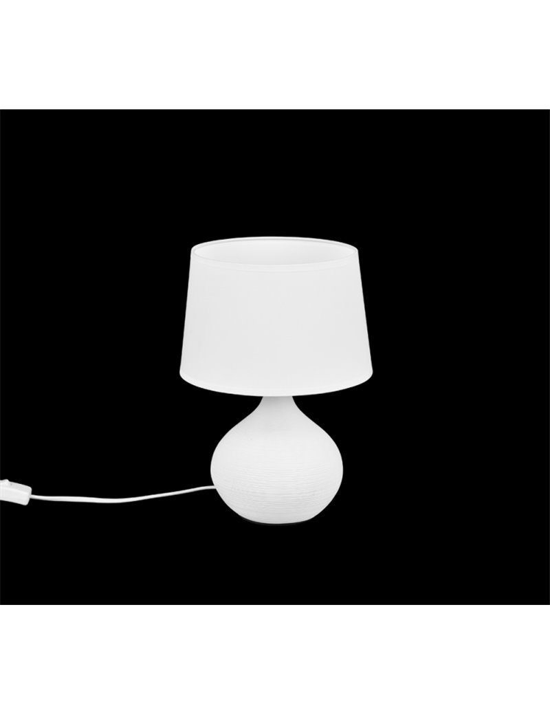 Trio Lighting Martin lampada da tavolo base ceramica pera bianca paralume  bianco h. 29cm d. 20cm Moderno E14