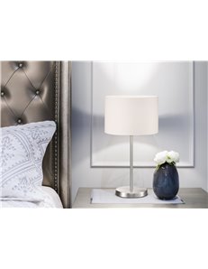 Hotel lampada tavolo acciao paralume bianco h 32 Moderno E14