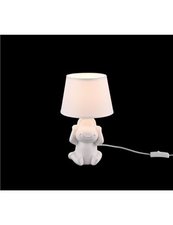 Nilson lampada da tavolo ceramica scimmietta non sento bianca h.27,5cm Moderno E14