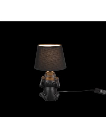 Nilson lampada da tavolo ceramica scimmietta non sento nero h.27,5cm Moderno E14