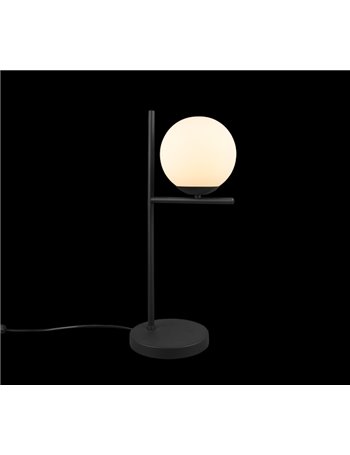 Pure lampada da tavolo metallo colore nero con sfera bianca h. 52cm Moderno E14