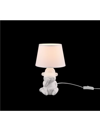 Chita lampada da tavolo ceramica scimmietta non parlo bianca h.27,5cm Moderno E14