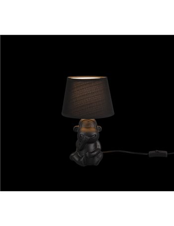 Chita lampada da tavolo ceramica scimmietta non parlo nera h.27,5cm Moderno E14