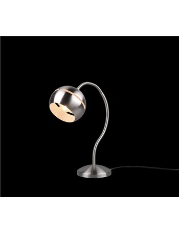 Fletcher lampada da tavolo flessibile diffusore sfera acciaio satinato con touch dimmerabile h. 43cm  Moderno E14
