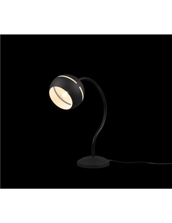 Fletcher lampada da tavolo flessibile diffusore sfera nero con touch dimmerabile h. 43cm  Moderno E14