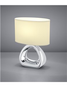 Gizeh lampada tavolo ceramica argento paralume bianco h. 34,5cm l. 24cm Moderno E27