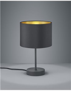Hostel lampada da tavolo paralume tessuto nero interno oro h.33cm, d.20cm Moderno E27