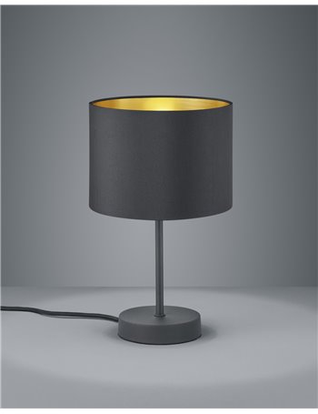 Hostel lampada da tavolo paralume tessuto nero interno oro h.33cm, d.20cm Moderno E27