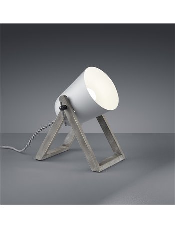 Marc lampada da tavolo con piedi di legno grigio h. 21cm Moderno E27