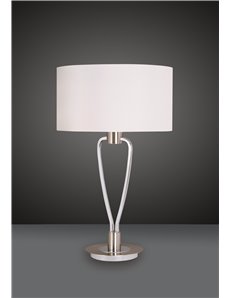 Paris ii lampada da tavolo acciaio satinato con paralume ed interruttore h. 58cm  Moderno E27